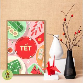 Tranh Canvas Treo Tường Chủ Đề Ngày Tết, Mừng Năm Mới BH218 - Đồ Decor, Trang Trí Tết Cho Quán Nước, Nhà Hàng, Homestay