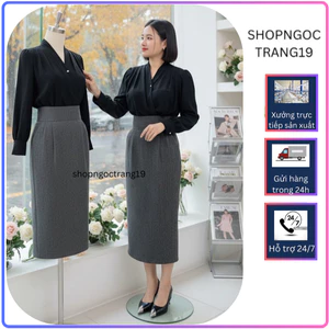 2 Lớp Chân Váy Bút Chì Bomber 85cm Cạp Cao Hack Dáng Túi 2 Bên Chất Liệu Dạ Ép Kèm Lót Lụa SHOPNGOCTRANG19 CV191