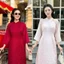 Áo Dài Cách Tân Nữ Dáng Ôm Gấm Thanh Yên Đính Nơ Tay Voan Bồng Bềnh - Áo Dài Tết 2026