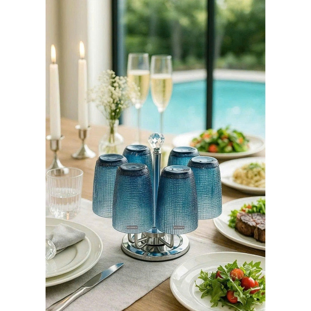 Bộ 6 Cốc Thủy Tinh Vân Lưới Dập Nổi Crista 420ml – Sắc Màu Rực Rỡ – Hàng Cao Cấp-Crista Home