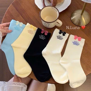 Set 10 đôi tất cổ nơ mix màu