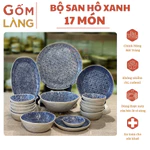 Bộ Bát Đĩa Bát Tràng San Hô Xanh Họa Gấm Trên Men 17 Món Cao Cấp Gốm Làng Không Nhiễm Chì An Toàn Sức Khỏe — ảnh 1