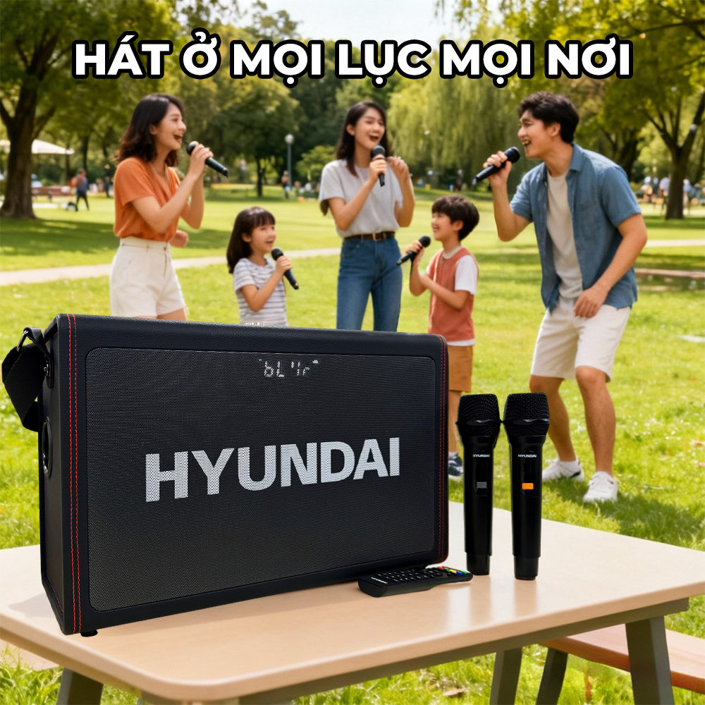 Loa HYUNDAI Loa Karaoke Xách Tay H10, Công Suất Lớn 300W Kèm 2 Micro