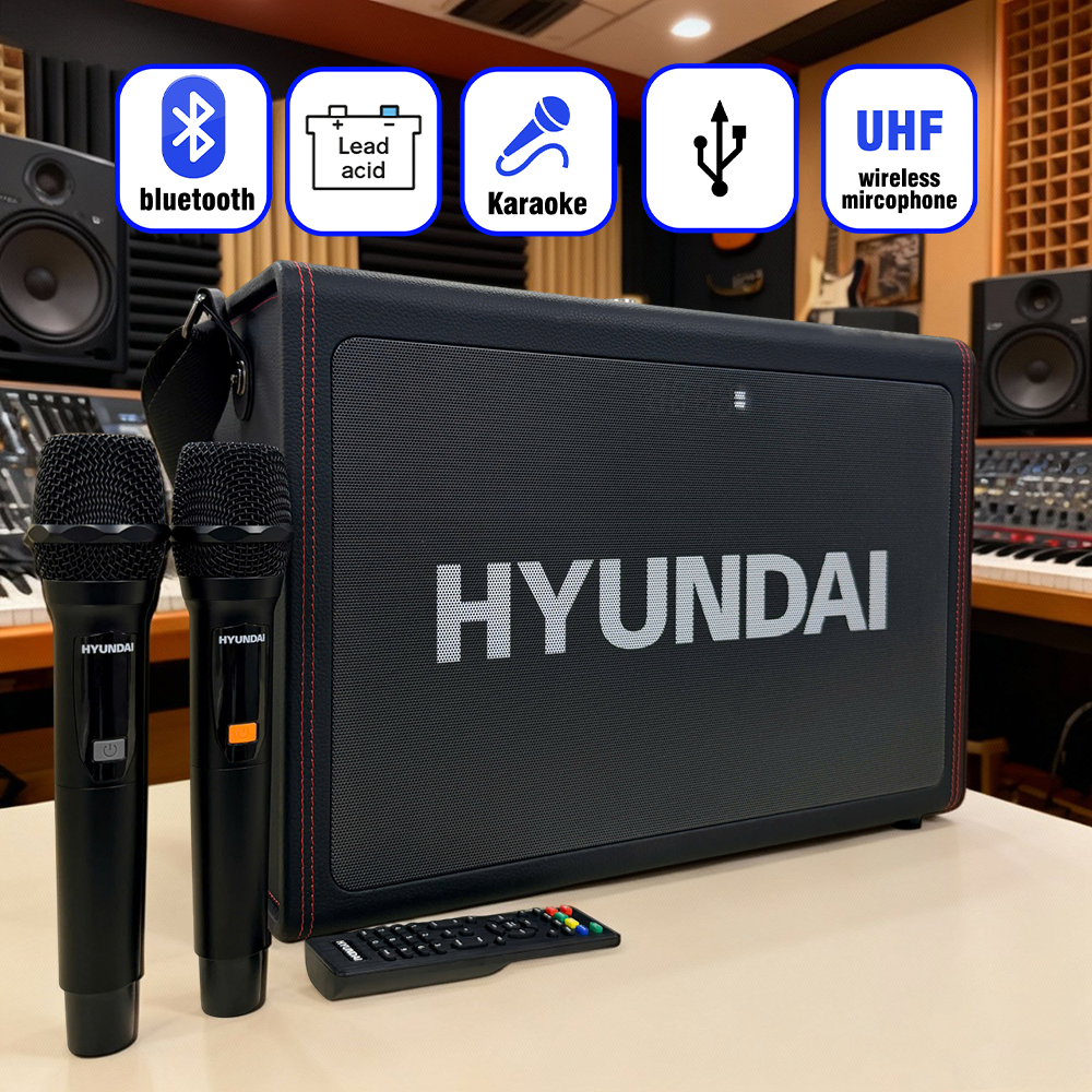 Loa HYUNDAI Loa Karaoke Xách Tay H10, Công Suất Lớn 300W Kèm 2 Micro