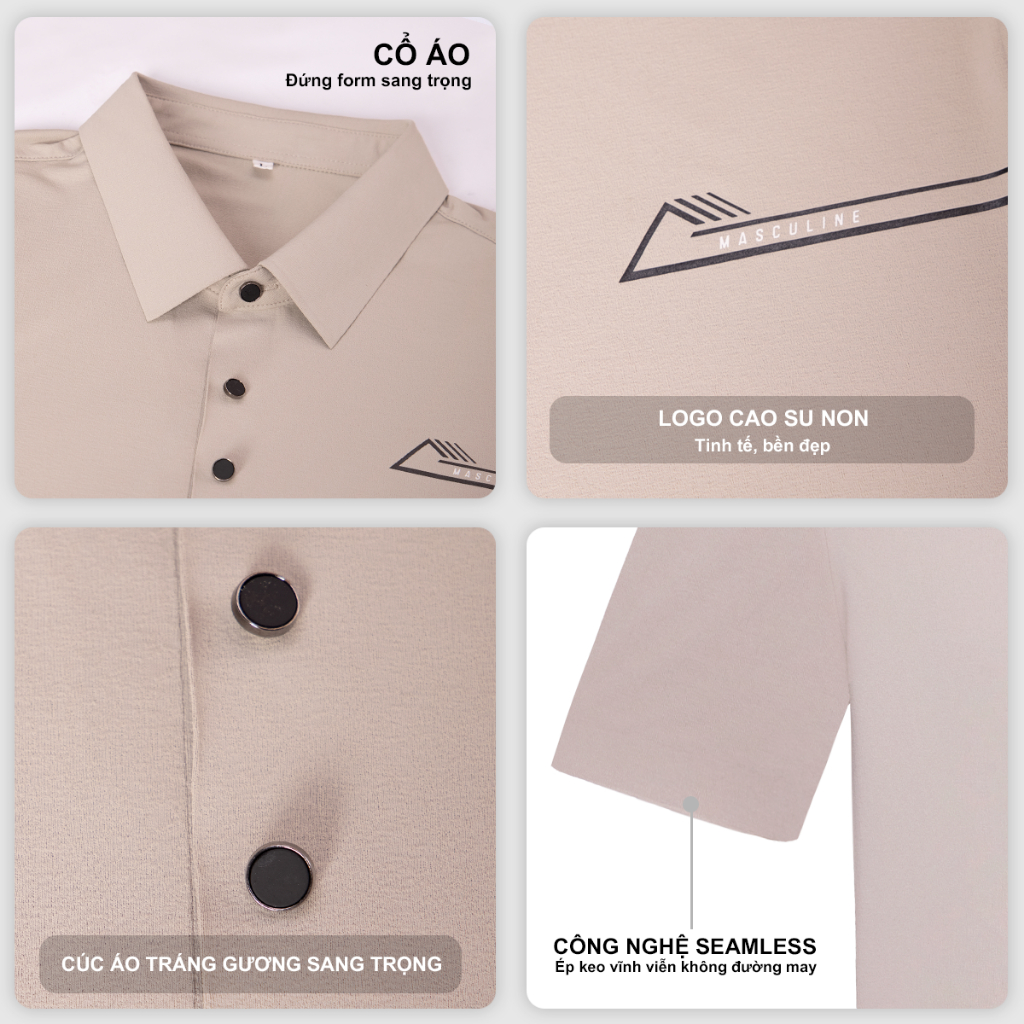 Áo polo nam MASCULINE APD602 form regular fit dáng thể thao, silk nylon spandex mềm mịn, sang trọng