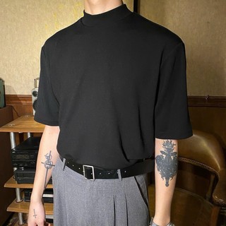 Áo thun cổ cao 5cm phong cách minimal style [ Chất liệu cotton 100% ]