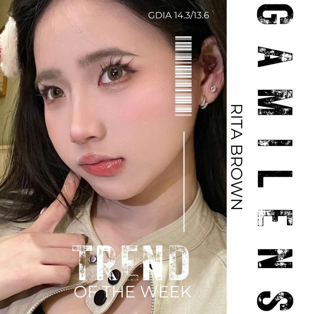 Kính áp tròng cận y tế màu nâu sáng Rita Brown  chất liệu  Silicone Hydrogel hạn dùng 6 tháng EyeBlink