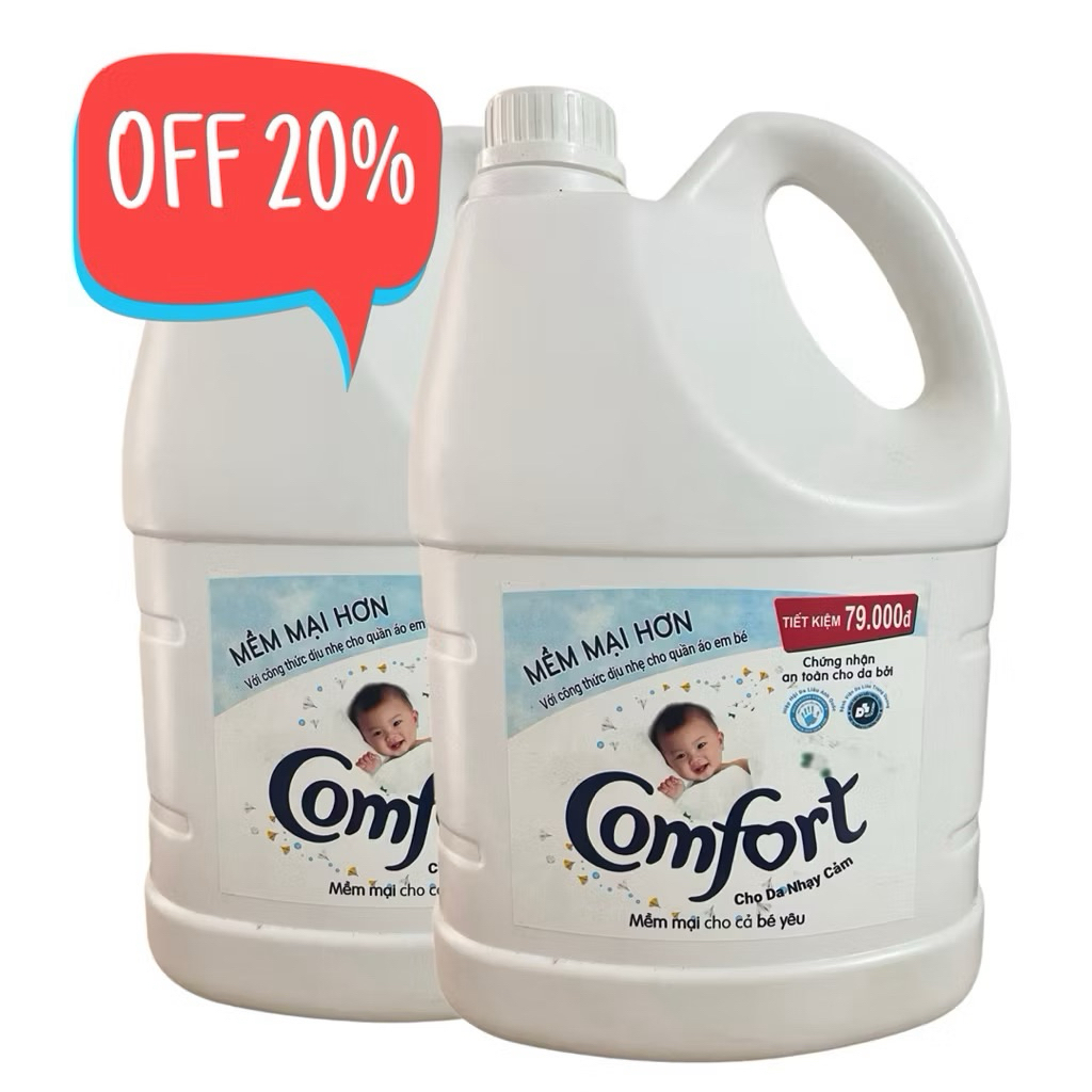 Combo 2 Can Nước Xả Vải Comfort Cho Da Nhạy Cảm 3.8L Tiết Kiệm Mềm Sợi Vải Cho Bé Và Gia Đình