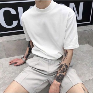 Áo thun cổ cao 5cm phong cách minimal style [ Chất liệu cotton 100% ]