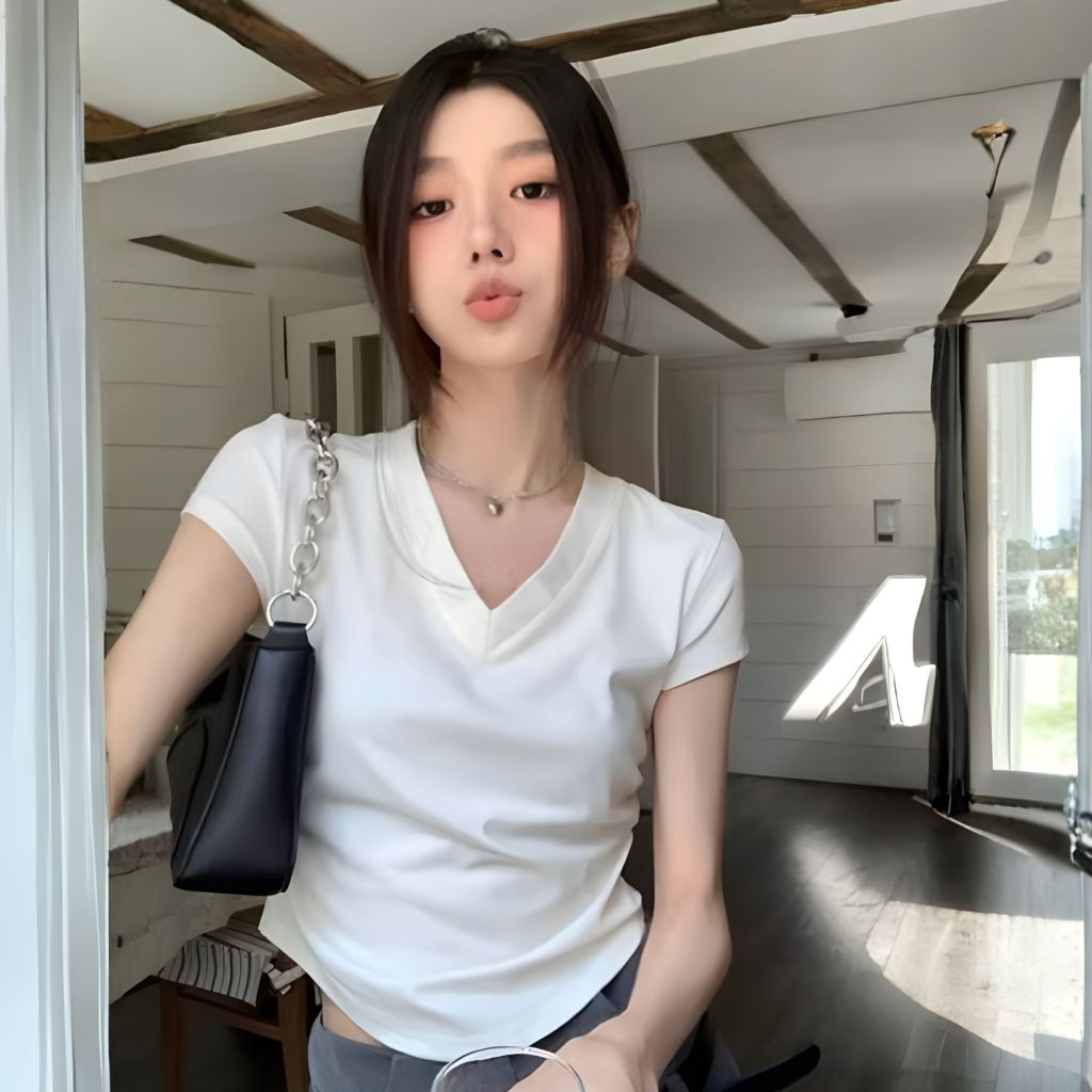 Áo thun thời trang cổ tim nhún eo Bs007, chất thun tăm lạnh dành cho nữ bigsize