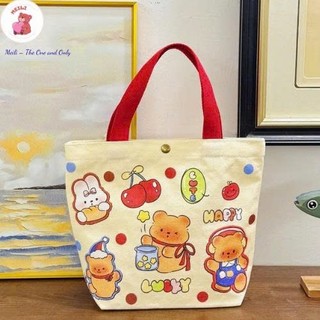 Túi Vải Canvas Honey -nhỏ- Dạo Phố Xinh Xắn Kiểu Dáng Basic MEILI STORE