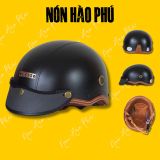 Nón bảo hiểm THỦ CÔNG VIKING01 nhựa abs lót nâu khóa sắt cao cấp Mũ bảo hiểm viền nâu nửa đầu nam nữ