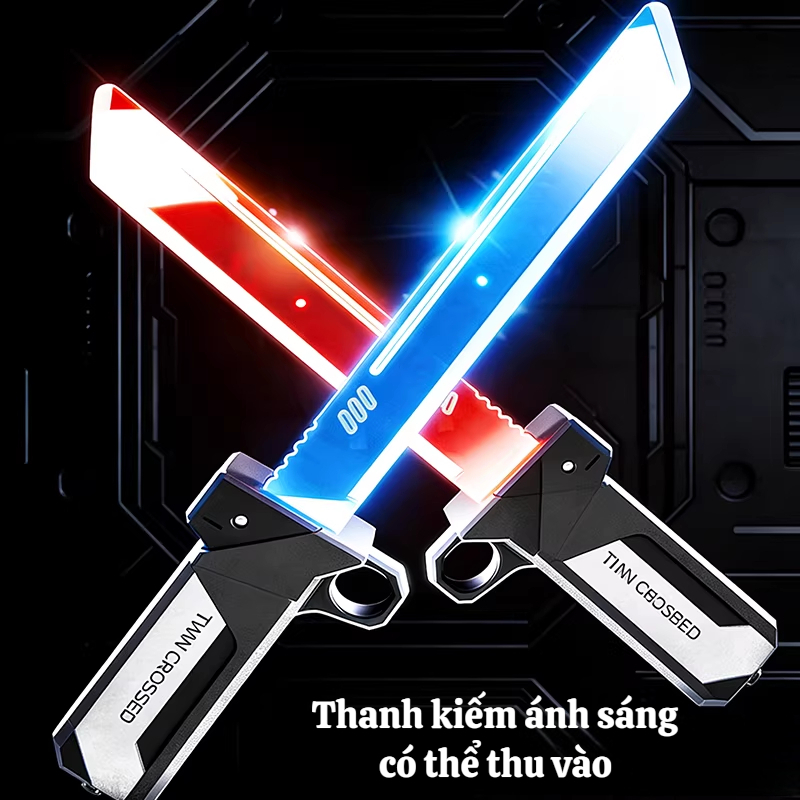 Kiếm Ánh Sáng Thu Gọn Twin Crossed – Lightsaber Phát Sáng Led, Ghép Kết Nối Kiếm Đôi