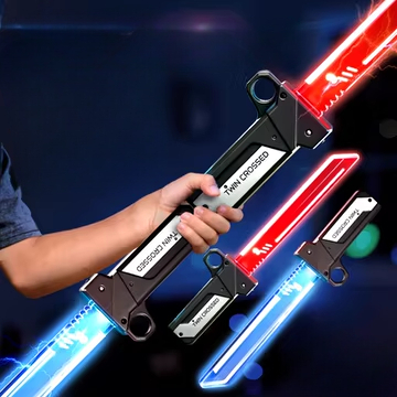 Kiếm Ánh Sáng Thu Gọn Twin Crossed – Lightsaber Phát Sáng Led, Ghép Kết Nối Kiếm Đôi