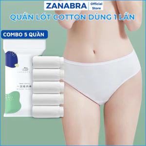 Set 5 Quần Lót Nữ Dùng 1 Lần Tiện Lợi, Quần Lót Cotton Đóng Túi Zip Kháng Khuẩn ZANABRA