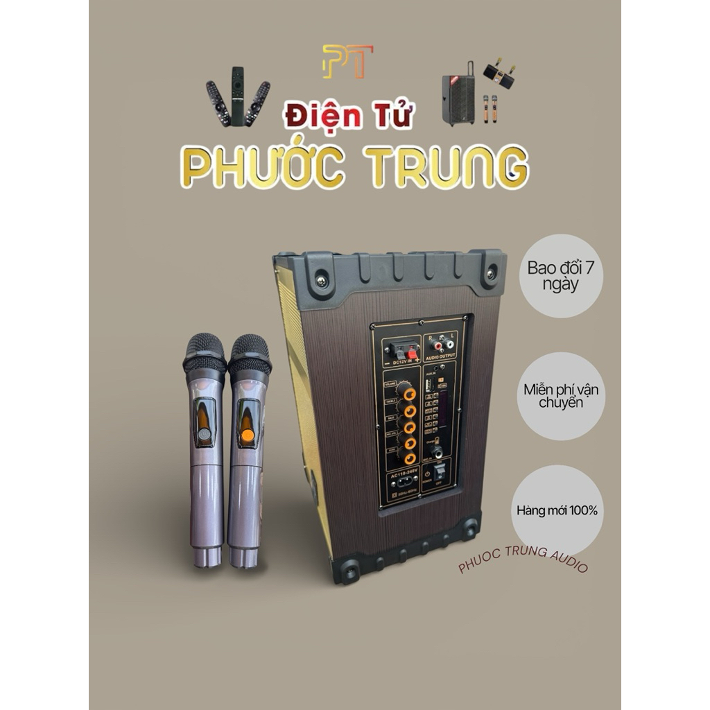 Loa xách tay bluetooth (KÈM 2 MICRO) Bass 20cm - Âm Thanh Siêu Hay Nghe Nhạc, trợ giảng, hát karaoke