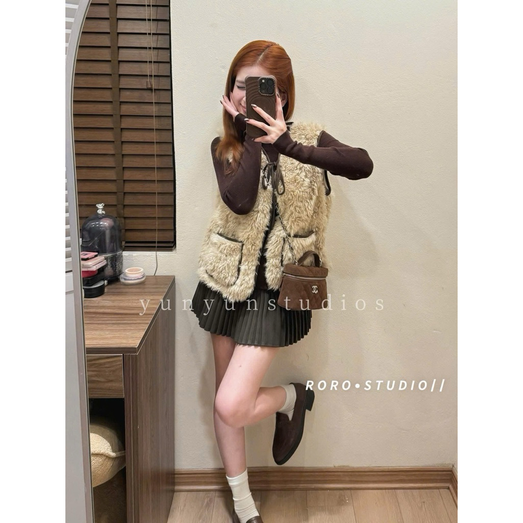 [𝐒𝐮𝐙𝐲] Áo Gile Lông Viền Nâu QCCC Loại 1 (Trên 50kg)