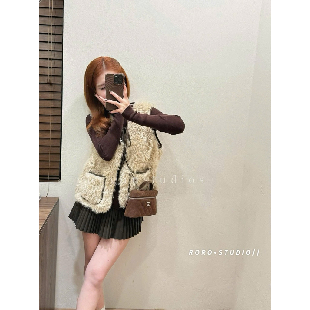 [𝐒𝐮𝐙𝐲] Áo Gile Lông Viền Nâu QCCC Loại 1 (Trên 50kg)