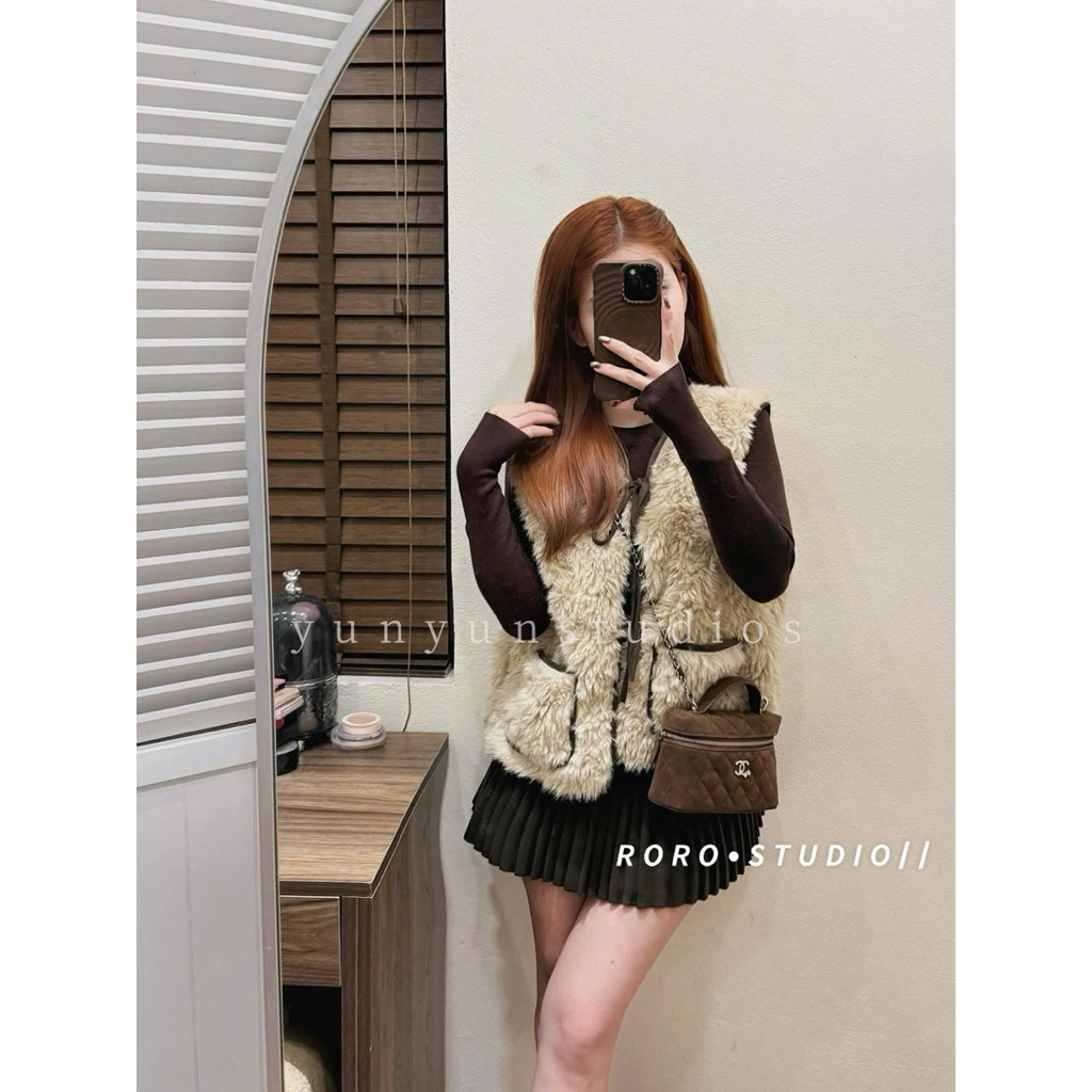 [𝐒𝐮𝐙𝐲] Áo Gile Lông Viền Nâu QCCC Loại 1 (Trên 50kg)
