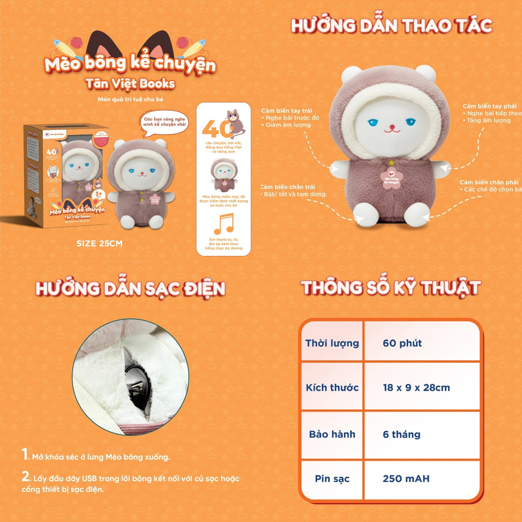 Gấu Bông Kể Chuyện - Món Quà Trí Tuệ Cho Bé -  Song Ngữ Anh Việt - Đồ Chơi Giúp Bé Học Tiếng Anh Hiệu Quả - Nhiều Mẫu