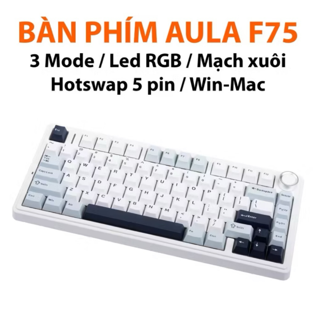 [Hoả tốc] Bàn phím cơ Aula F75 full phím mạch xuôi LED RGB 3 mode kết ...