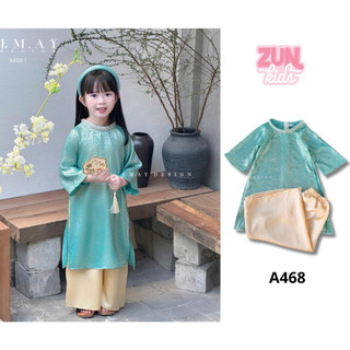 Set Áo Dài Bé Gái Gấm A468 Ánh Kim Cao Cấp Kèm Quần Lụa Satin & Băng Đô – Áo Dài Cách Tân Truyền Thống Cho Bé