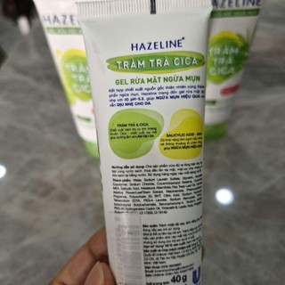 Combo 5 Tuýp Sửa Rửa Mặt Hazeline Ngừa Mụn Tràm Trà Cica 40g x 5-Hàng Khuyến mãi