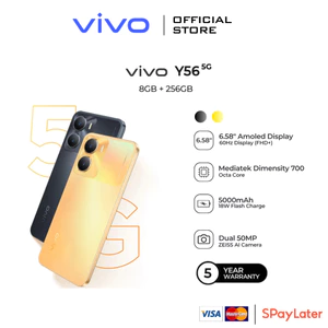 VIVO Y56 5G [RAM 8GB, ROM 256GB] | Mediatek Dimensity 700 | Pin dung lượng lớn 5000mAh | Camera kép 50MP | Điện thoại th