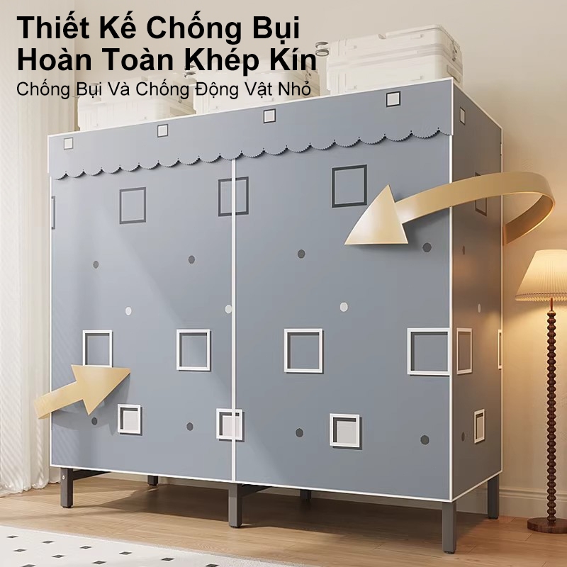 𝐎𝐥𝐢𝐟𝐞 Tủ quần áo vải khung thép Không cần cài đặt tủ đựng quần áo Gấp Gọn tủ vải đựng quần áo kệ quần áo lắp ráp