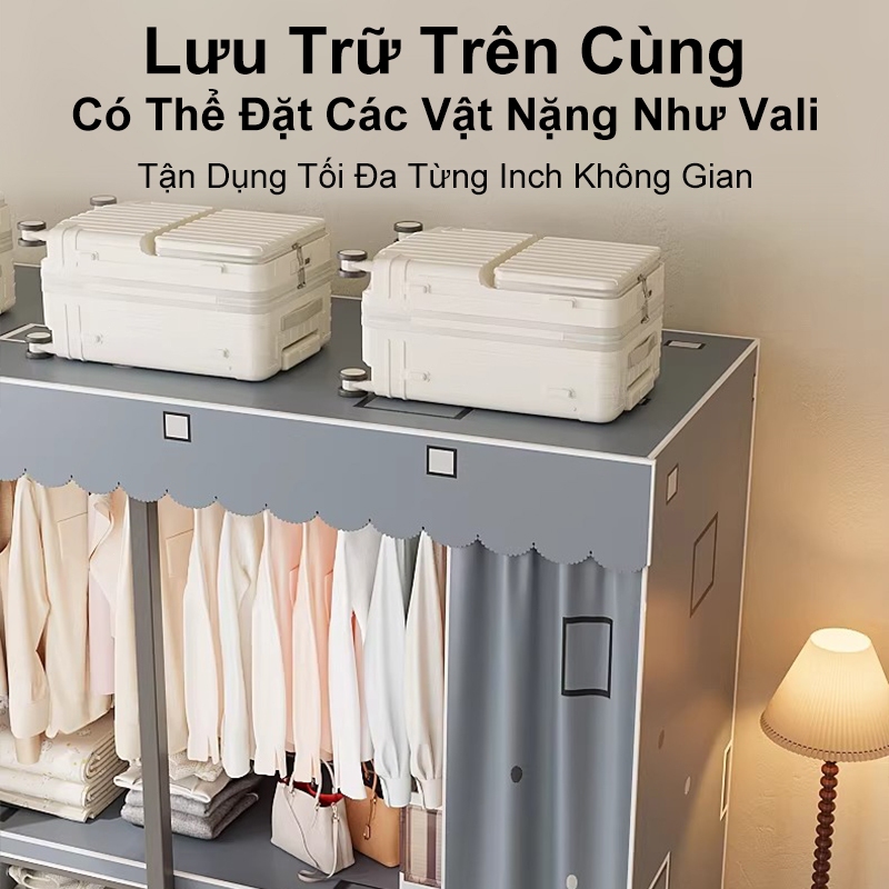 𝐎𝐥𝐢𝐟𝐞 Tủ quần áo vải khung thép Không cần cài đặt tủ đựng quần áo Gấp Gọn tủ vải đựng quần áo kệ quần áo lắp ráp