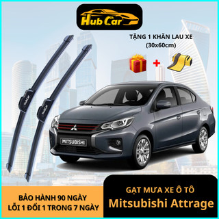 Gạt Mưa Ô Tô Mitsubishi Attrage Cao Cấp HubCar Thân Mềm Không Xương Gạt Sạch Êm Không Để Lại Vệt Nước