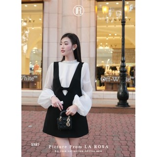 Set Váy Yếm Tiểu Thư Kèm Áo Tơ Tay Bồng LA ROSA Thiết Kế Tôn Dáng Che Khuyết Điểm Tốt S587