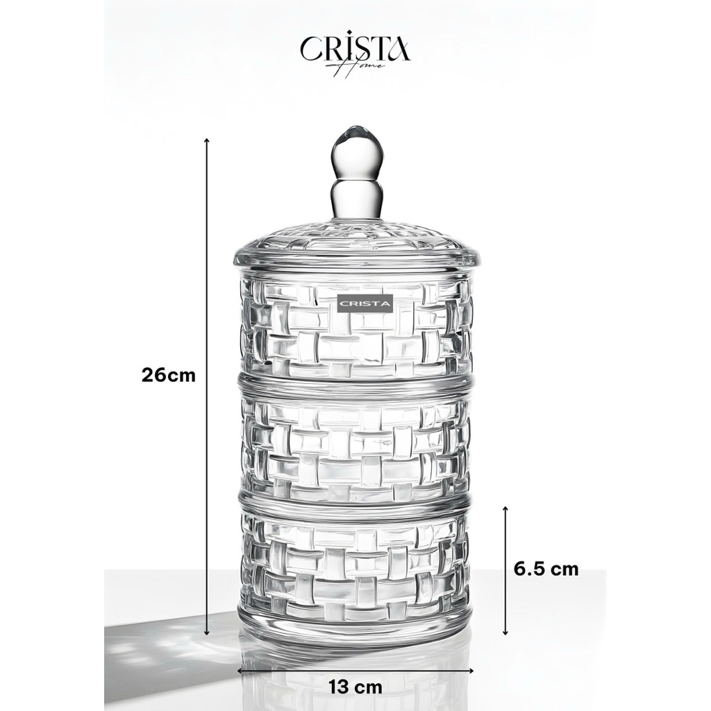 Hũ Đựng Mứt 3 Tầng Vân Caro Crista Home