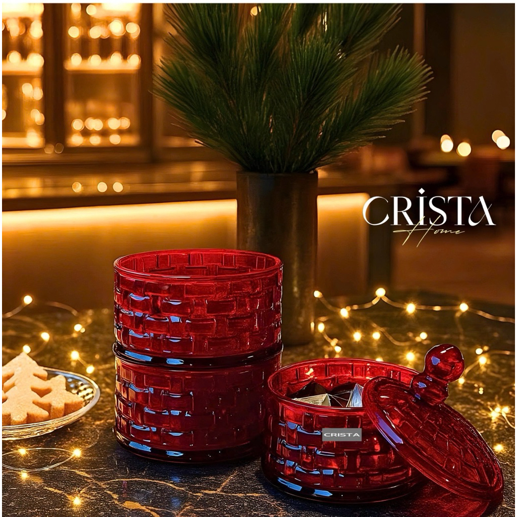 Hũ Đựng Mứt 3 Tầng Vân Caro Crista Home