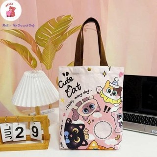 Túi Vải Canvas Thời Trang Dễ Thương Túi Tiện Ích Dạo Phố MEILI STORE