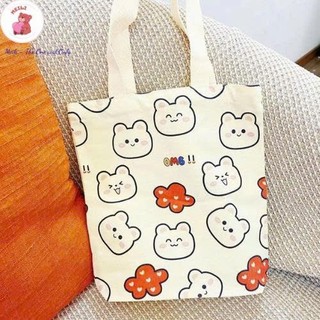 Túi Vải Canvas Thời Trang Thỏ cute Dễ Thương Túi Tiện Ích Dạo Phố MEILI STORE