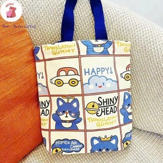 Túi Vải Canvas Thời Trang Shiny Head Dễ Thương Túi Tiện Ích Dạo Phố MEILI STORE