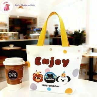 Túi Vải Canvas Thời Trang Enjoy Dễ Thương Túi Tiện Ích Dạo Phố MEILI STORE
