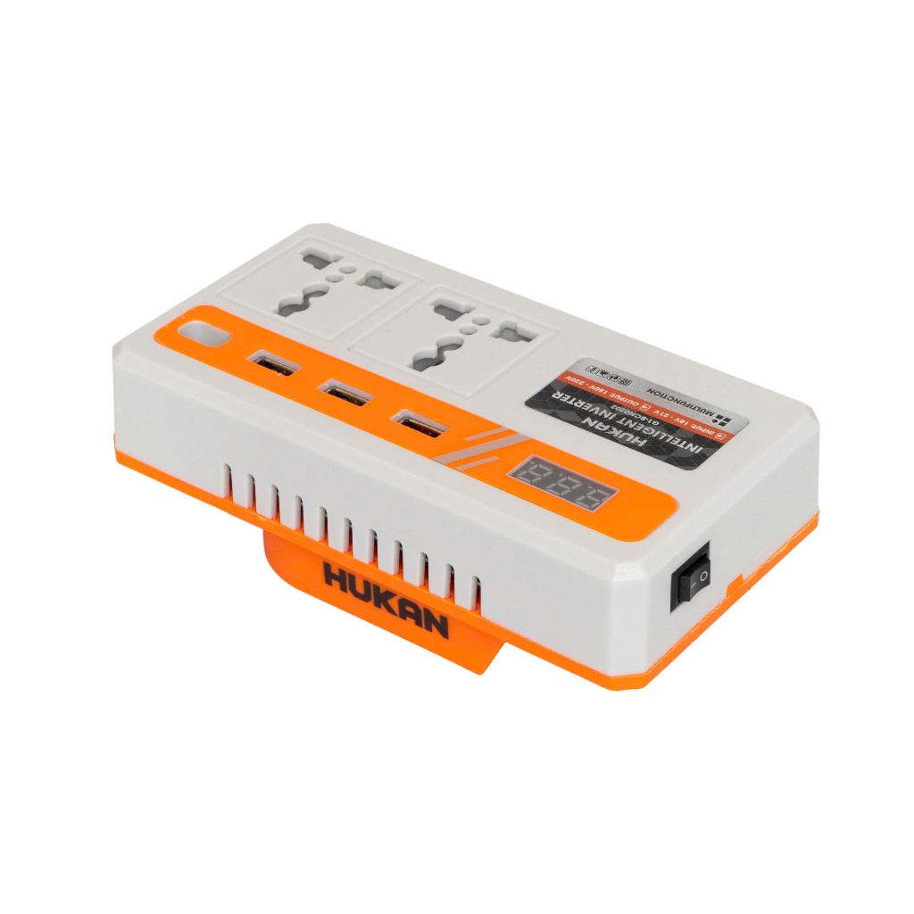 Đế Chuyển Đổi Nguồn Điện HUKAN G1- BCN0202|Chuyển Từ 18–21V Sang 220V | 2 Ổ AC |3 USB |Type-C|Có LED Hiển Thị