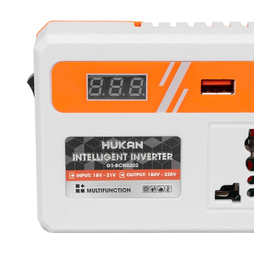 [Bản 2 ổ] Đế chuyển đổi nguồn điện HUKAN G1-BCN0202 chuyển 21v lên 180~220v, Dùng Chân pin phổ thông