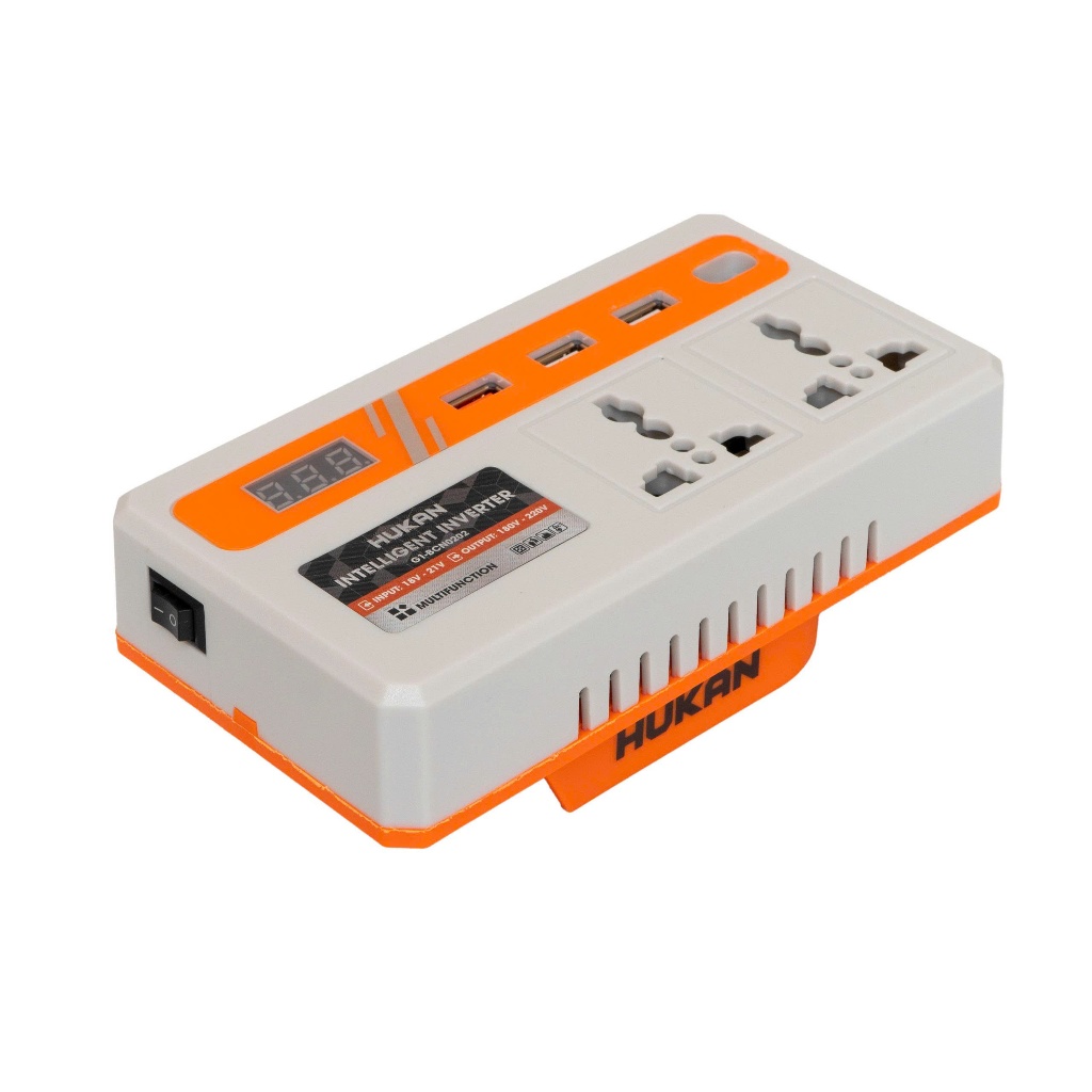 [Bản 2 ổ] Đế chuyển đổi nguồn điện HUKAN G1-BCN0202 chuyển 21v lên 180~220v, Dùng Chân pin phổ thông