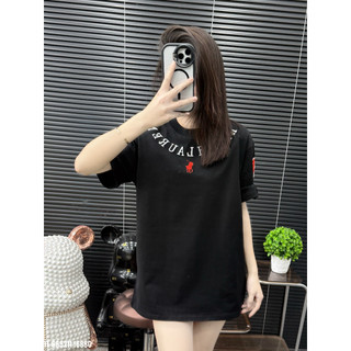 ÁO thun nam QC cổ tròn họa tiết thêu tay ngắn phong cách trẻ trung chuẩn from