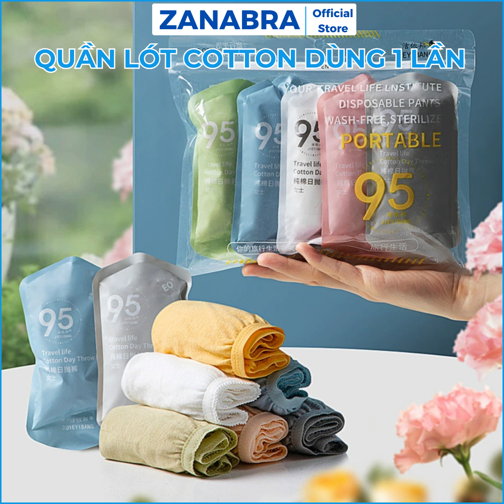 Quần Lót Nữ Cotton Kháng Khuẩn Dùng 1 lần Tiện Lợi, Quần Chip Nữ Cạp Vừa Ôm Dáng Thoải Mái ZANABRA