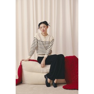 Áo len OLV cardigan kẻ sọc trẻ trung Ivory Striped Buttoned Knit Top phù hợp dịp thu đông OLV