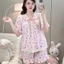 Bộ Đồ Ngủ Nữ JUSOKA Pijama Cổ Sen Vạt Ren Trắng Chất Đũi Hàn Siêu Xinh DU01 Nhiều Họa Tiết Dễ Thương