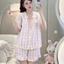 Bộ Đồ Ngủ Nữ JUSOKA Pijama Cổ Sen Vạt Ren Trắng Chất Đũi Hàn Siêu Xinh DU01 Nhiều Họa Tiết Dễ Thương
