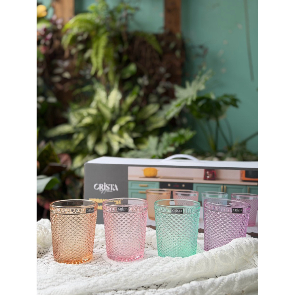 Bộ 4 Cốc Thuỷ Tinh Vân Kim Cương CRISTA HOME Cao cấp