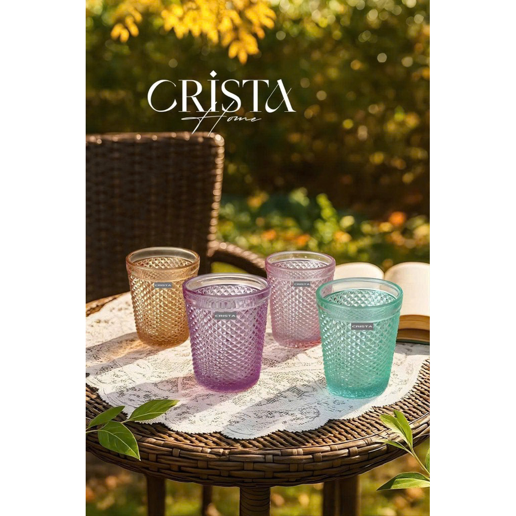 BỘ 4 CỐC VÂN KIM CƯƠNG CRISTA HOME 300ML CAO CẤP