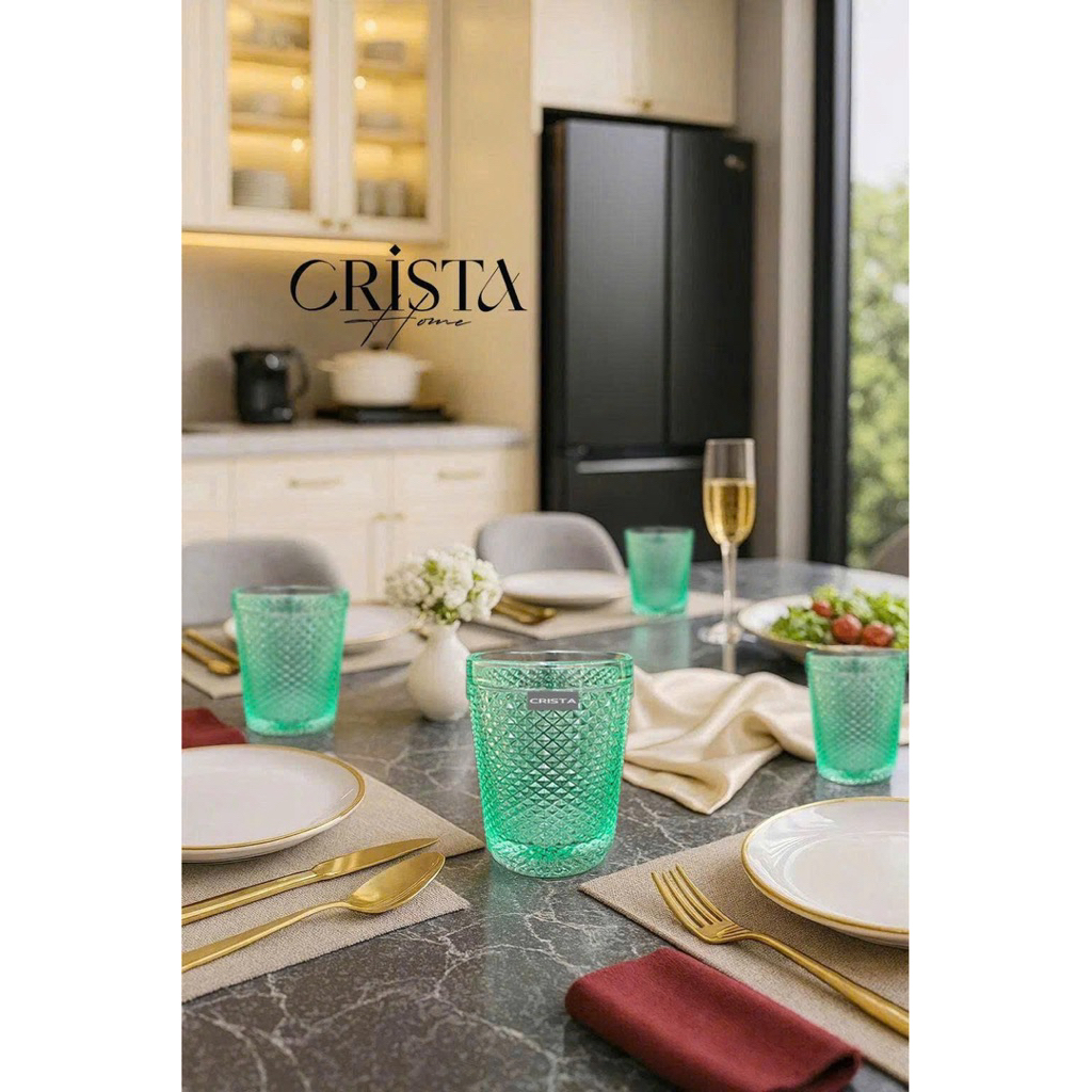 BỘ 4 CỐC VÂN KIM CƯƠNG CRISTA HOME 300ML CAO CẤP