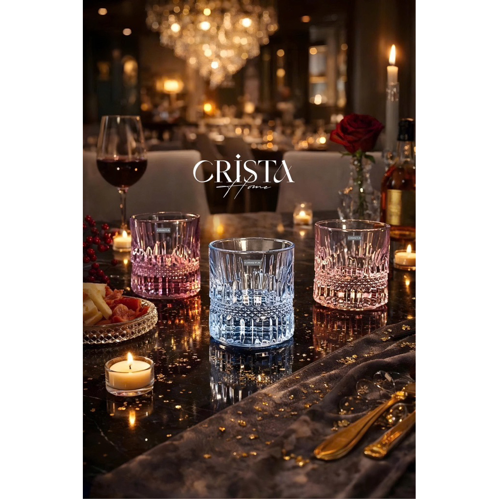 Bộ 6 Cốc Whisky 195ml Crista Home – Thủy Tinh Màu Cao Cấp